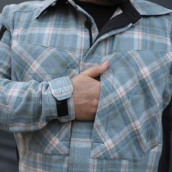 Тактична мілітарі Сорочка FCT демісезон утеплена в клітинку Блакитно-червона (16 номер)