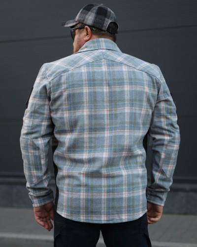 Тактическая милитари Рубашка FCT демисезон утеплена в клетку Голубо-красная (16 номер) 40-42/3