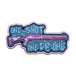 Шеврон/патч резиновый ПВХ «One Shot - One Drone» розовый