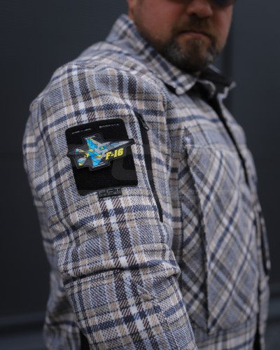 Тактична мілітарі Сорочка FCT демісезон утеплена в клітинку Бежево-синя (42 номер) 40-42/3 40-42/3