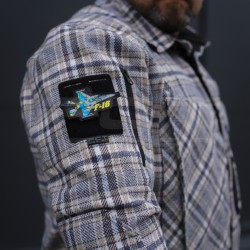 Тактична мілітарі Сорочка FCT демісезон утеплена в клітинку Бежево-синя (42 номер)