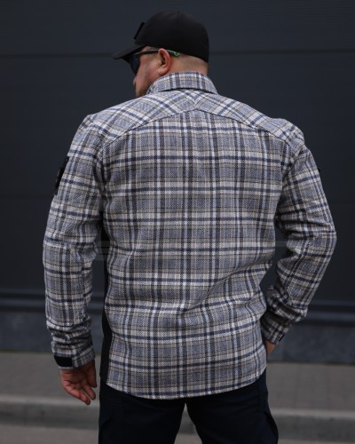 Тактична мілітарі Сорочка FCT демісезон утеплена в клітинку Бежево-синя (42 номер) 40-42/3 40-42/3