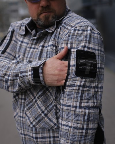 Тактична мілітарі Сорочка FCT демісезон утеплена в клітинку Бежево-синя (42 номер) 40-42/3 40-42/3