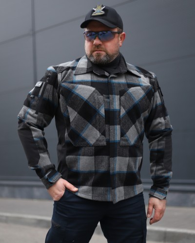 Тактична мілітарі Сорочка FCT утеплена в клітинку Сіро-синя (4 номер)  40-42/3 40-42/3