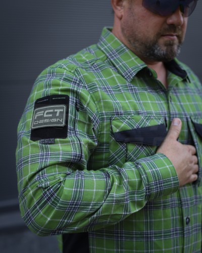 Тактична мілітарі Сорочка FCT Blackbeard демісезон в клітинку Зелена (12 номер) 40-42/3 40-42/3