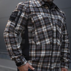 Тактична мілітарі Сорочка FCT демісезон утеплена в клітинку Коричнево-чорна (32 номер)