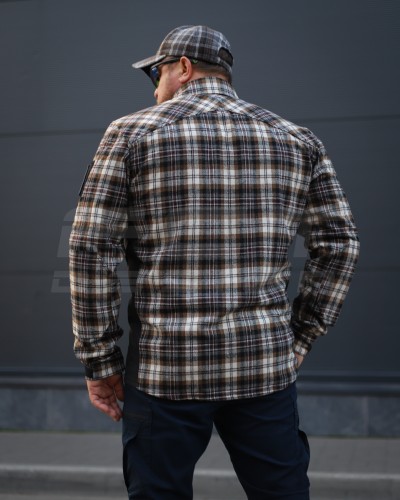 Тактическая милитари Рубашка FCT демисезон утепленная в клеточку Коричнево-черная (32 номер) 40-42/3