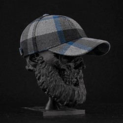 Кепка бейсболка FCT утеплена в клітинку сіро-блакитна (9 номер)