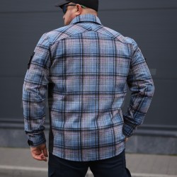 Тактична мілітарі Сорочка FCT демісезон утеплена в клітинку Блакитна (41 номер)