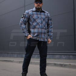 Тактична мілітарі Сорочка FCT демісезон утеплена в клітинку Блакитна (41 номер)