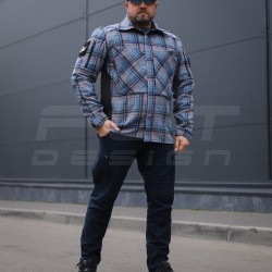Тактична мілітарі Сорочка FCT демісезон утеплена в клітинку Блакитна (41 номер)
