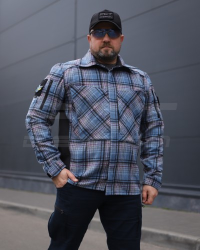 Тактична мілітарі Сорочка FCT демісезон утеплена в клітинку Блакитна (41 номер) 40-42/3 40-42/3