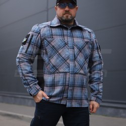 Тактична мілітарі Сорочка FCT демісезон утеплена в клітинку Блакитна (41 номер)