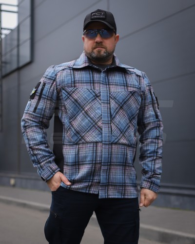Тактична мілітарі Сорочка FCT демісезон утеплена в клітинку Блакитна (41 номер) 40-42/3 40-42/3