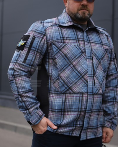 Тактична мілітарі Сорочка FCT демісезон утеплена в клітинку Блакитна (41 номер) 40-42/3 40-42/3