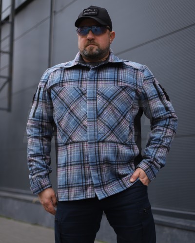 Тактична мілітарі Сорочка FCT демісезон утеплена в клітинку Блакитна (41 номер) 40-42/3 40-42/3