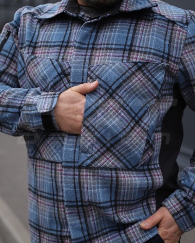 Тактична мілітарі Сорочка FCT демісезон утеплена в клітинку Блакитна (41 номер) 40-42/3 40-42/3