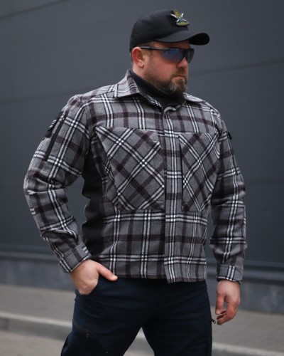 Тактична мілітарі Сорочка FCT утеплена в клітинку Сіра (5 номер) 40-42/3 40-42/3