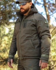 Куртка зимова Хантер Софтшелл фліс хакі