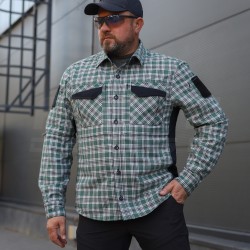 Тактична мілітарі Сорочка FCT Blackbeard демісезон в клітинку Зелена (7 номер)