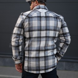 Тактична мілітарі Сорочка FCT демісезон утеплена в клітинку Блакитно-чорна (10 номер)