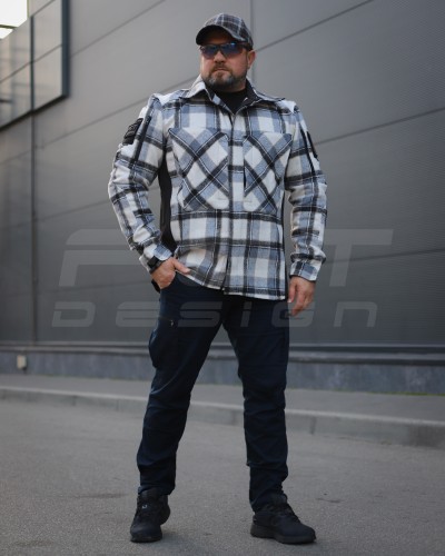 Тактическая милитари Рубашка FCT демисезон утеплена в клетку Голубо-черная (10 номер) 40-42/3