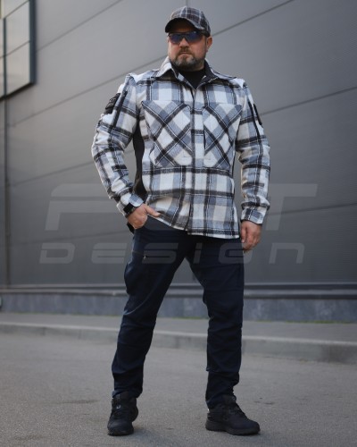 Тактическая милитари Рубашка FCT демисезон утеплена в клетку Голубо-черная (10 номер) 40-42/3