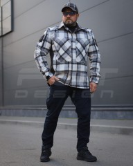 Тактическая милитари Рубашка FCT демисезон утеплена в клетку Голубо-черная (10 номер)