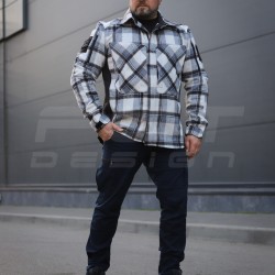 Тактична мілітарі Сорочка FCT демісезон утеплена в клітинку Блакитно-чорна (10 номер)