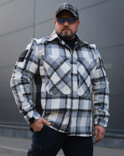 Тактическая милитари Рубашка FCT демисезон утеплена в клетку Голубо-черная (10 номер) 40-42/3