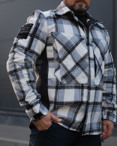 Тактическая милитари Рубашка FCT демисезон утеплена в клетку Голубо-черная (10 номер) 40-42/3