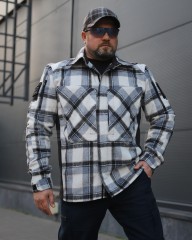 Тактическая милитари Рубашка FCT демисезон утеплена в клетку Голубо-черная (10 номер)