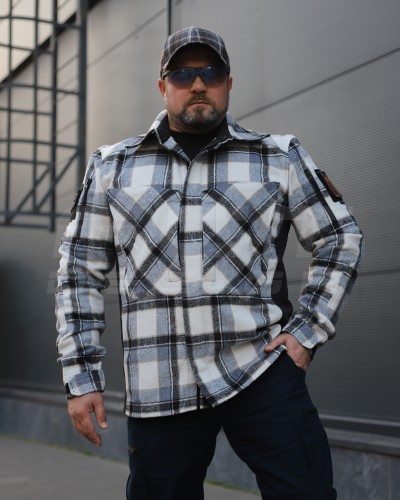 Тактическая милитари Рубашка FCT демисезон утеплена в клетку Голубо-черная (10 номер) 40-42/3