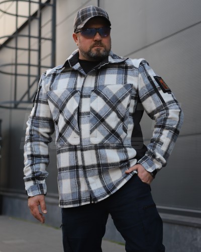 Тактическая милитари Рубашка FCT демисезон утеплена в клетку Голубо-черная (10 номер) 40-42/3