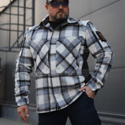 Тактична мілітарі Сорочка FCT демісезон утеплена в клітинку Блакитно-чорна (10 номер)