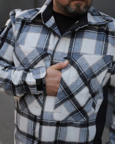 Тактическая милитари Рубашка FCT демисезон утеплена в клетку Голубо-черная (10 номер) 40-42/3