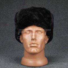 Шапка-вушанка набивне хутро чорна сукно Atacs FG