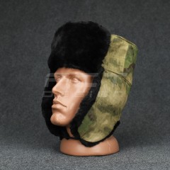 Шапка-вушанка набивне хутро чорна сукно Atacs FG