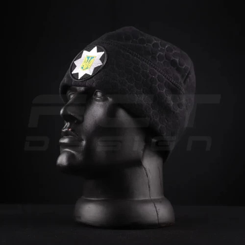 Шапка флісова соти Гексагон Поліції з кокардою Чорна 56 56
