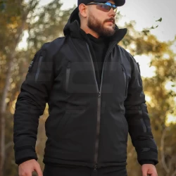 Куртка тактична зимова Хантер чорна Софтшелл для Поліції