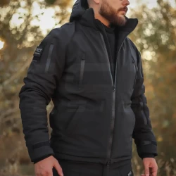 Куртка тактична зимова Хантер чорна Софтшелл для Поліції