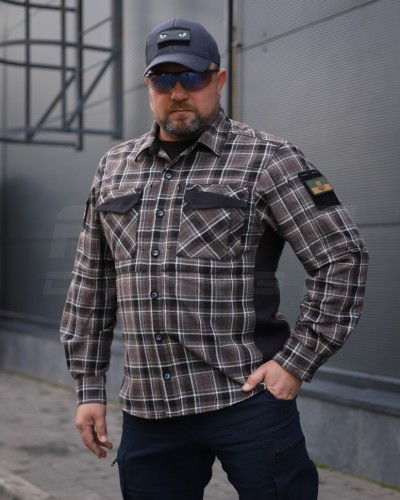 Тактическая милитари Рубашка FCT Blackbeard демисезон в клетку Коричнева (2 номер) 40-42/3