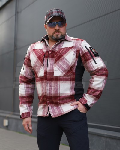 Тактическая милитари Рубашка FCT демисезон утеплена в клетку Бордовая (26 номер) 40-42/3