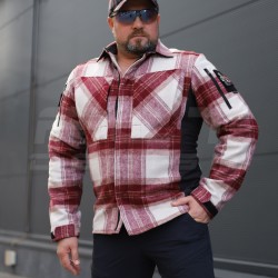 Тактична мілітарі Сорочка FCT демісезон утеплена в клітинку Бордова (26 номер)