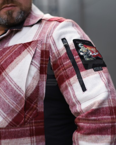 Тактическая милитари Рубашка FCT демисезон утеплена в клетку Бордовая (26 номер) 40-42/3