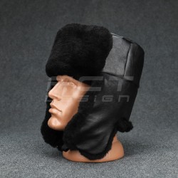 Шапка-ушанка натуральный мех синий (54, 55, 56)