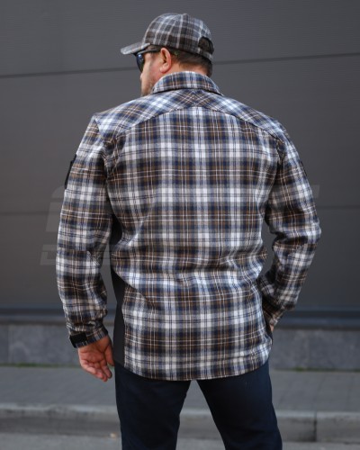 Тактична мілітарі Сорочка FCT демісезон утеплена в клітинку Бежево-синя (34 номер) 40-42/3 40-42/3