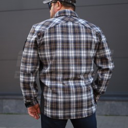 Тактична мілітарі Сорочка FCT демісезон утеплена в клітинку Бежево-синя (34 номер)