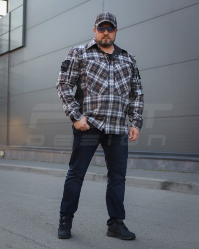 Тактична мілітарі Сорочка FCT демісезон утеплена в клітинку Бежево-синя (34 номер) 40-42/3 40-42/3