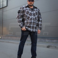 Тактична мілітарі Сорочка FCT демісезон утеплена в клітинку Бежево-синя (34 номер)